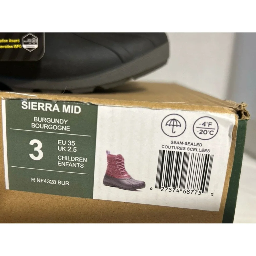 Kamik Sierra Mid Girls (Unisex) Kids Boots - Burgundy Size 3 Snow Boot NEW Shoes